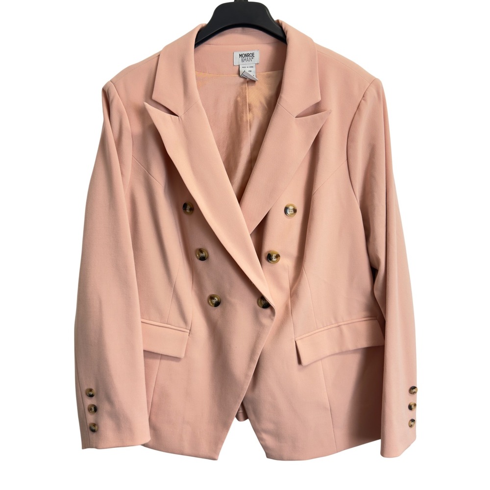 Monroe & Main Peach Double Breasted Blazer Jacket Peach Size 20W Professional